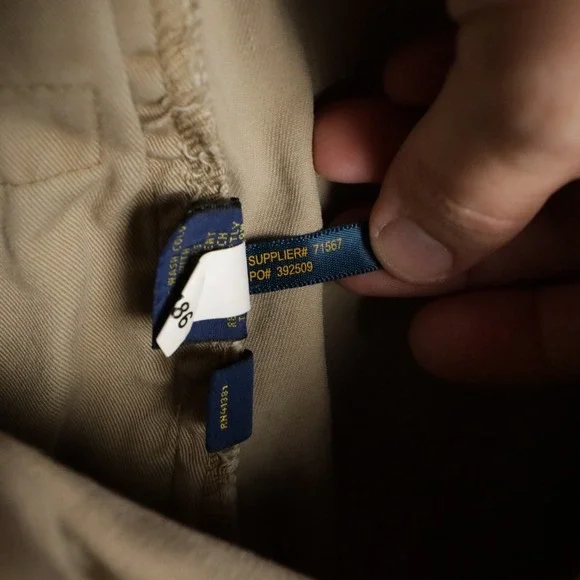 Polo‎ Ralph Lauren Classic Fit Chino Pants Khaki Tan Mens Size 38 32 - Picture 6 of 9